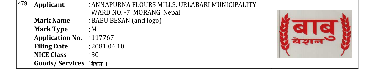 Original bulletin entry for BABU BESAN (and logo)