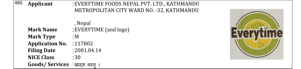 Original bulletin entry for EVERYTIME (and logo)