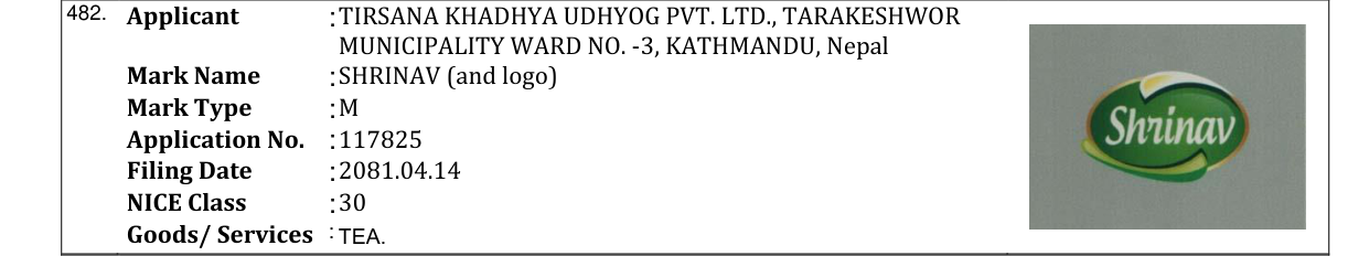 Original bulletin entry for SHRINAV (and logo)