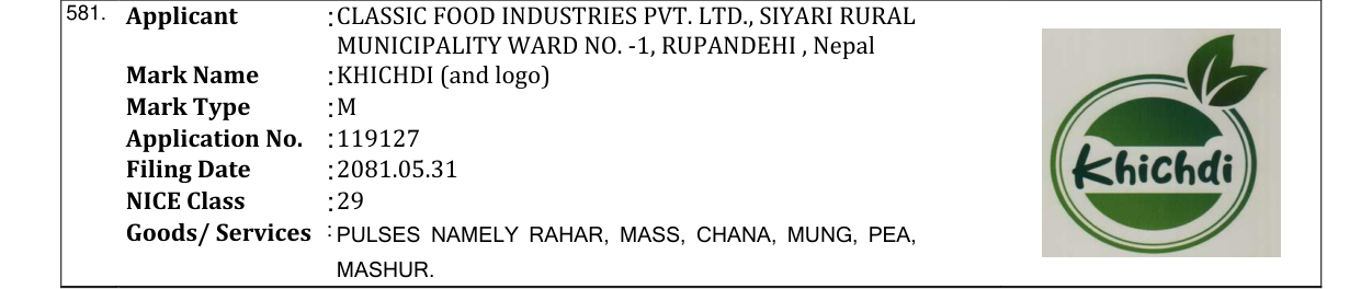 Original bulletin entry for KHICHDI (and logo)