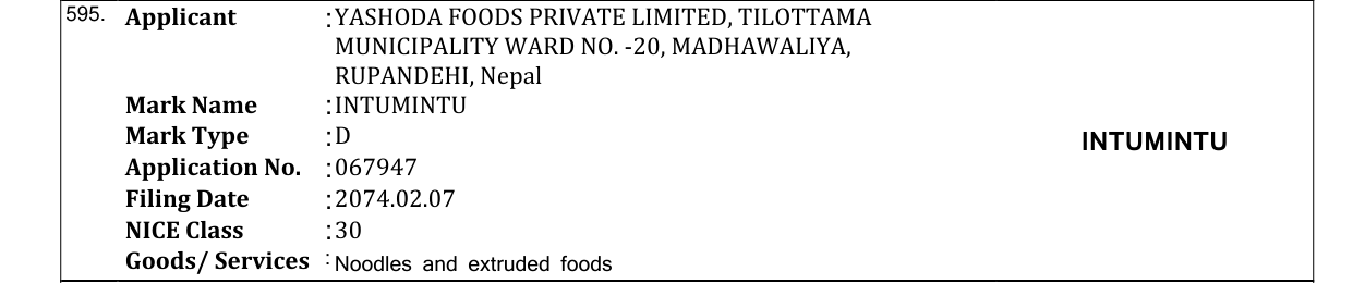 Original bulletin entry for INTUMINTU