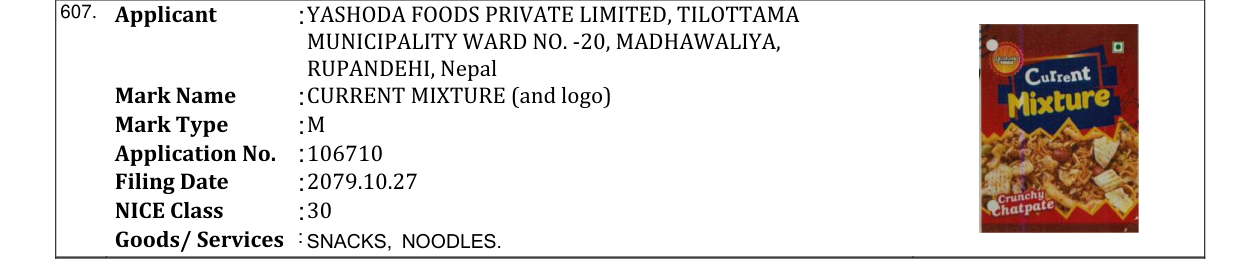 Original bulletin entry for CURRENT MIXTURE (and logo)