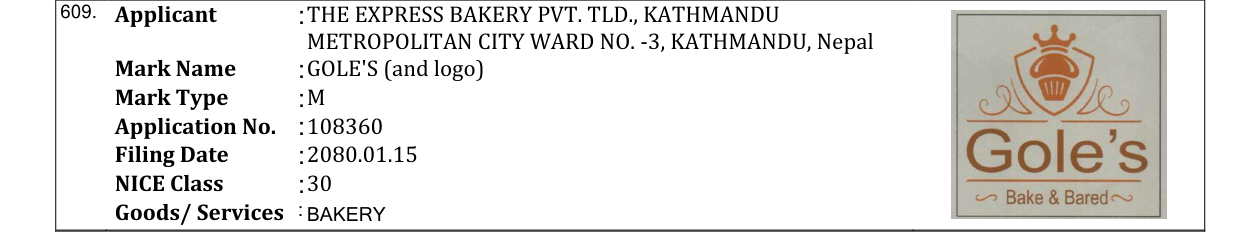 Original bulletin entry for GOLE'S (and logo)
