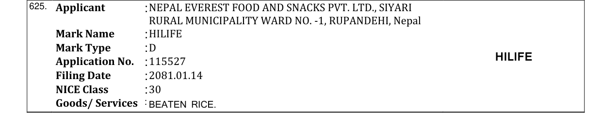 Original bulletin entry for HILIFE (With Logo)