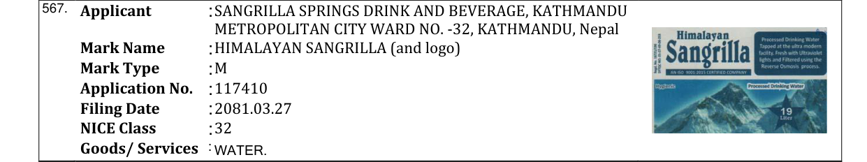 Original bulletin entry for HIMALAYAN SANGRILLA (and logo)