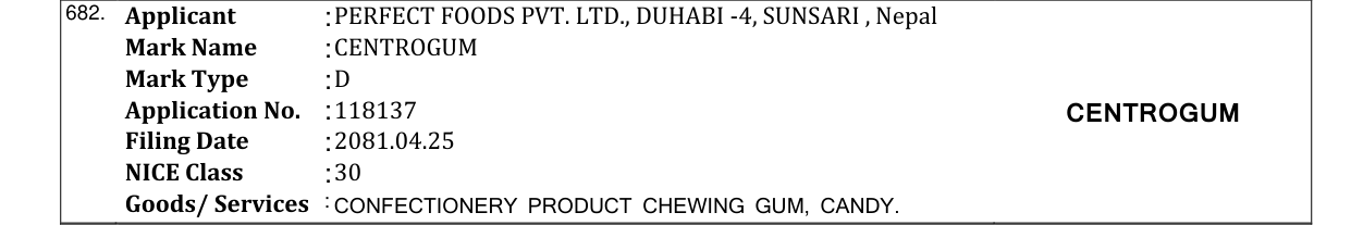 Original bulletin entry for CENTROGUM