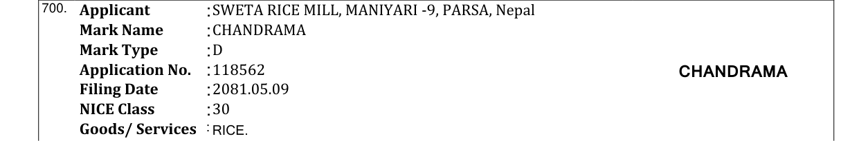 Original bulletin entry for CHANDRAMA