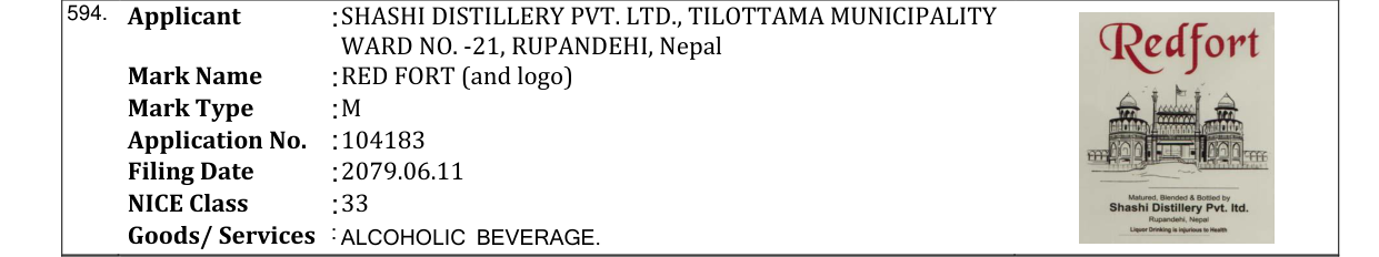 Original bulletin entry for RED FORT (and logo)
