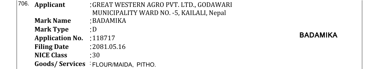 Original bulletin entry for BADAMIKA