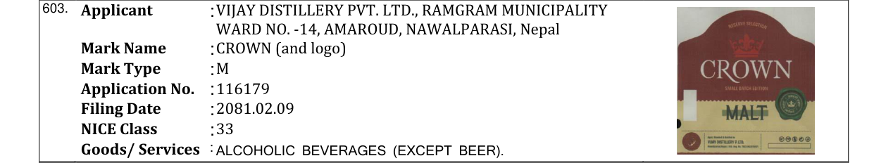 Original bulletin entry for CROWN (and logo)