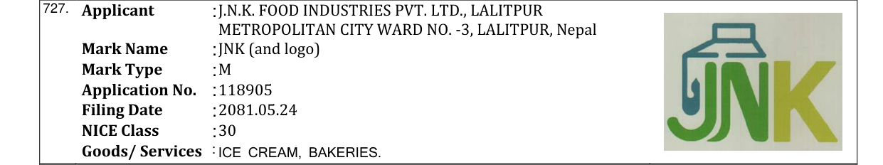 Original bulletin entry for JNK (and logo)