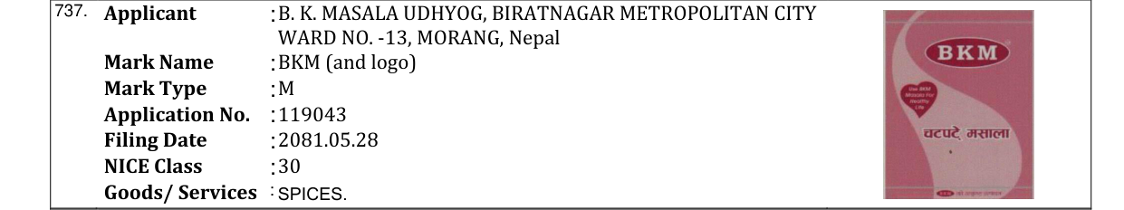 Original bulletin entry for BKM (and logo)
