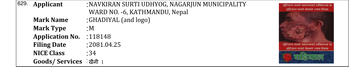 Original bulletin entry for GHADIYAL (and logo)
