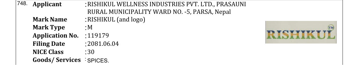 Original bulletin entry for RISHIKUL (and logo)