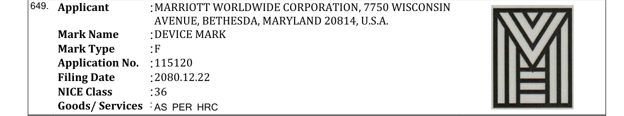 Original bulletin entry for DEVICE MARK