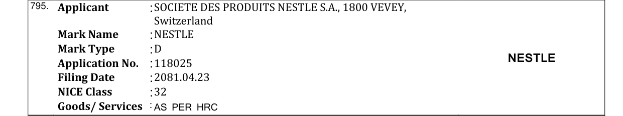 Original bulletin entry for NESTLE