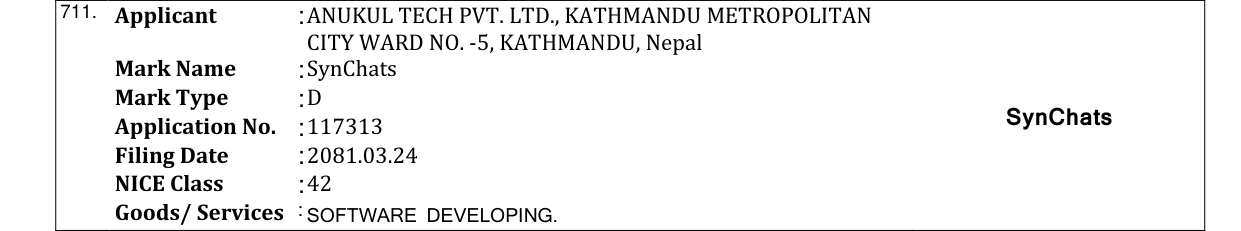 Original bulletin entry for SynChats