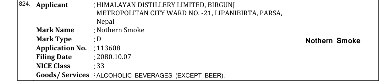 Original bulletin entry for Nothern Smoke