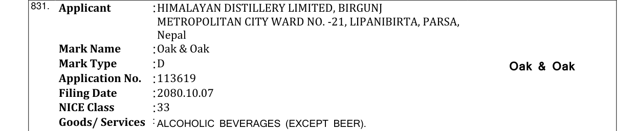 Original bulletin entry for Oak & Oak