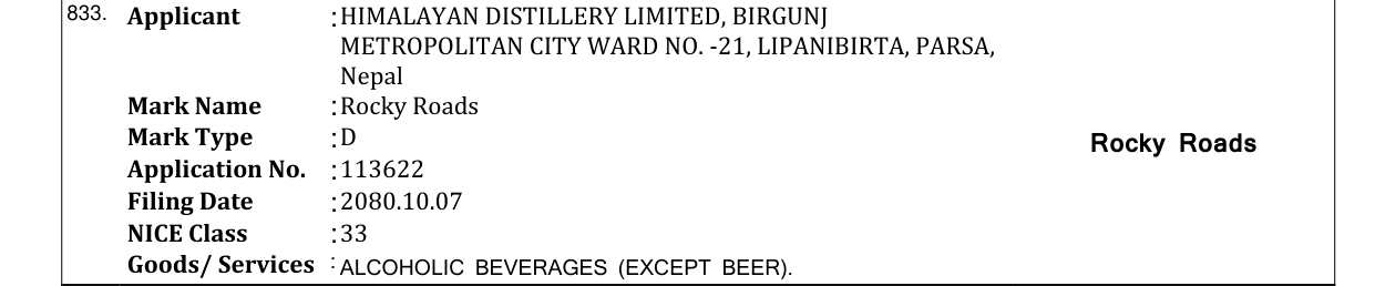 Original bulletin entry for Rocky Roads