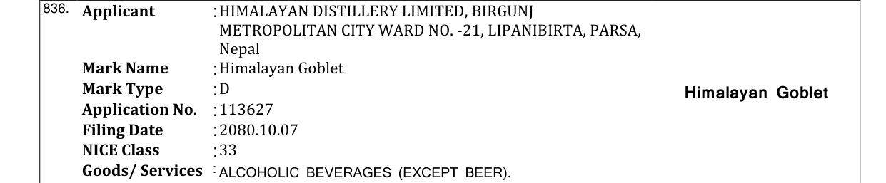 Original bulletin entry for Himalayan Goblet