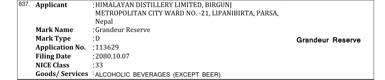 Original bulletin entry for Grandeur Reserve