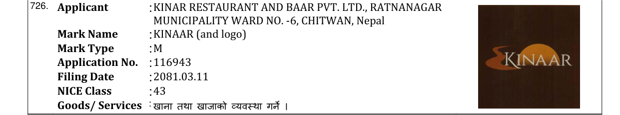 Original bulletin entry for KINAAR (and logo)