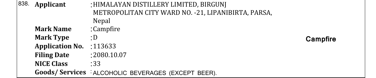 Original bulletin entry for Campfire