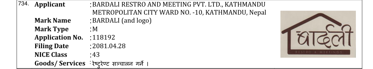 Original bulletin entry for BARDALI (and logo)
