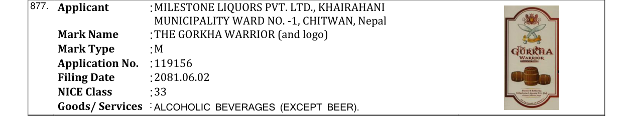Original bulletin entry for THE GORKHA WARRIOR (and logo)