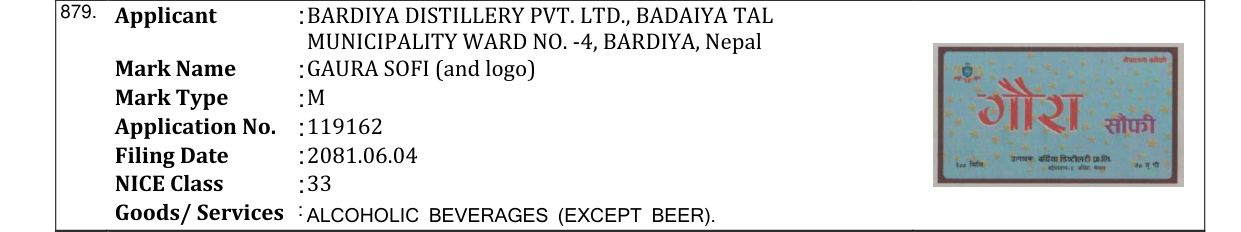 Original bulletin entry for GAURA SOFI (and logo)