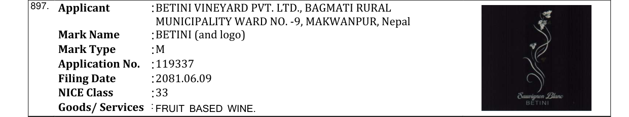 Original bulletin entry for BETINI (and logo)