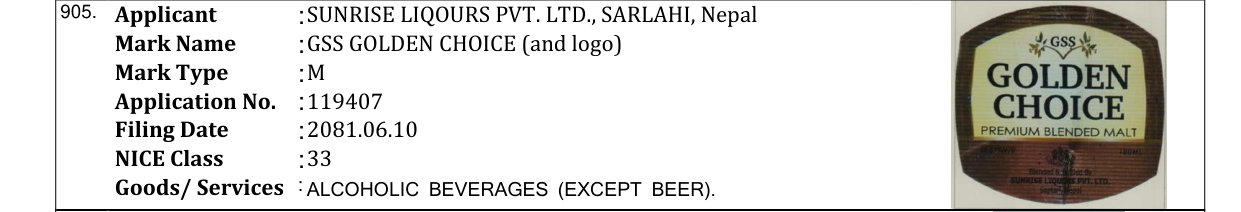 Original bulletin entry for GSS GOLDEN CHOICE (and logo)