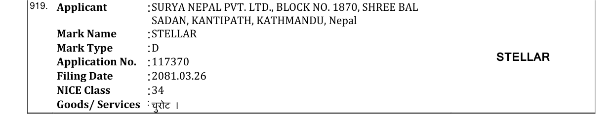 Original bulletin entry for STELLAR