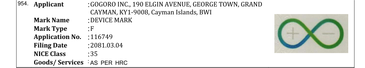 Original bulletin entry for DEVICE MARK