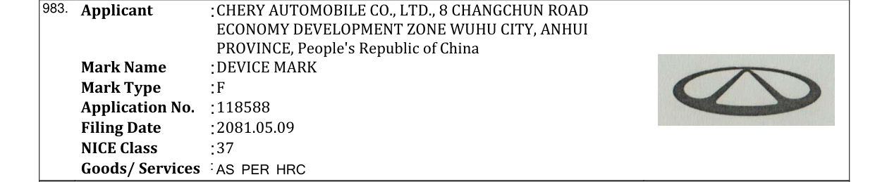 Original bulletin entry for DEVICE MARK