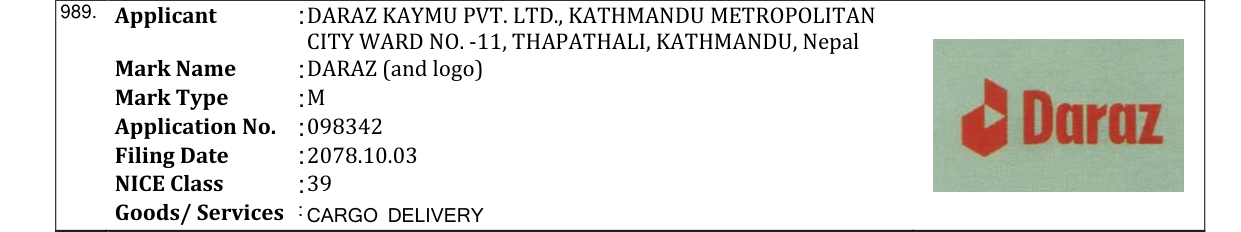 Original bulletin entry for DARAZ (and logo)