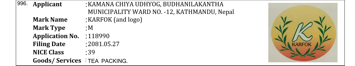 Original bulletin entry for KARFOK (and logo)