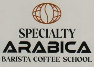 SPECIALTY ARABICA BARISTA COFFEE SCHOOL (and logo) trademark logo