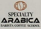 SPECIALTY ARABICA BARISTA COFFEE SCHOOL (and logo) trademark logo