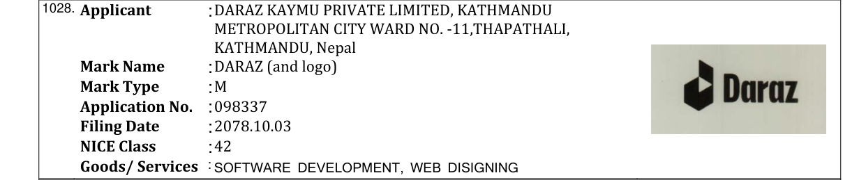 Original bulletin entry for DARAZ (and logo)