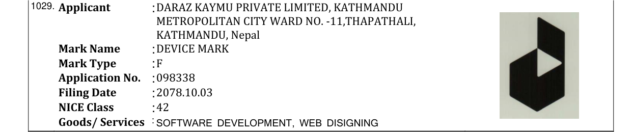 Original bulletin entry for DEVICE MARK