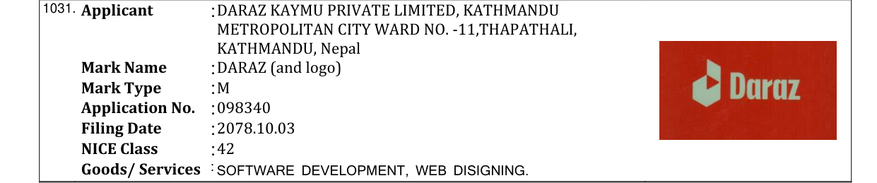 Original bulletin entry for DARAZ (and logo)