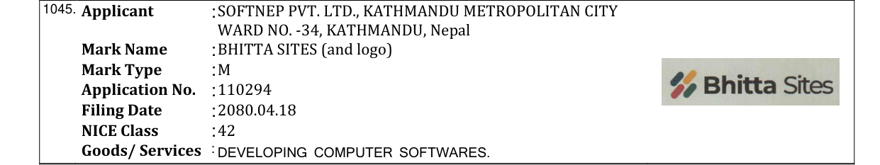Original bulletin entry for BHITTA SITES (and logo)