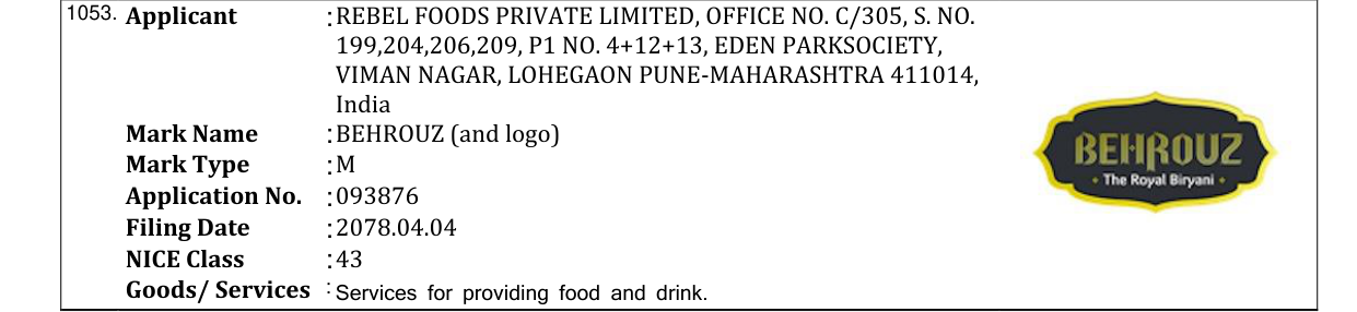 Original bulletin entry for BEHROUZ (and logo)