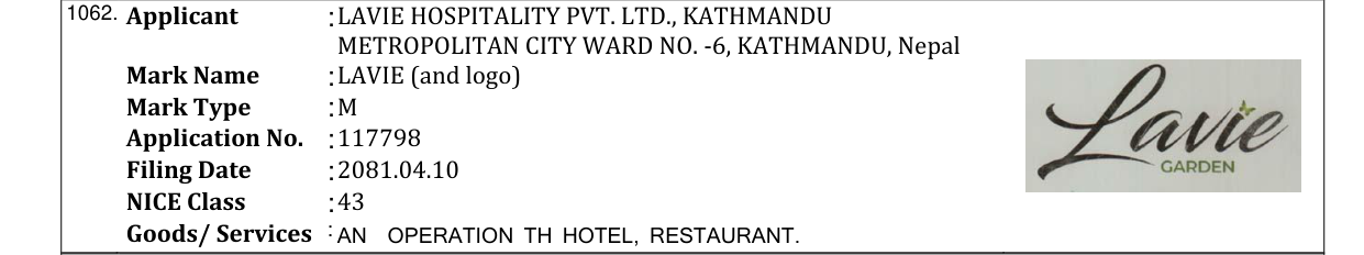 Original bulletin entry for LAVIE (and logo)