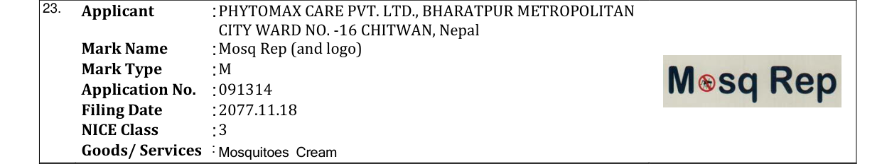 Original bulletin entry for Mosq Rep (and logo)
