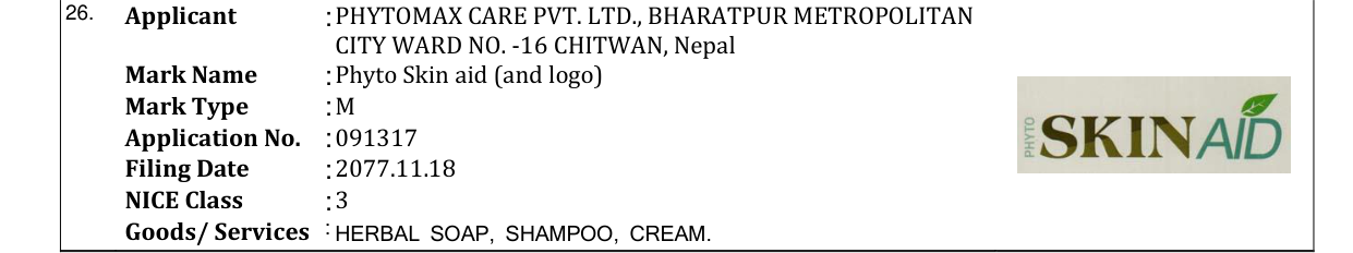 Original bulletin entry for Phyto Skin aid (and logo)