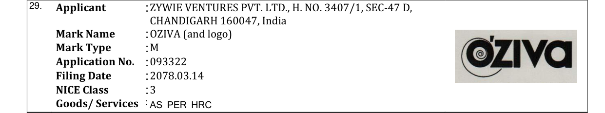 Original bulletin entry for OZIVA (and logo)