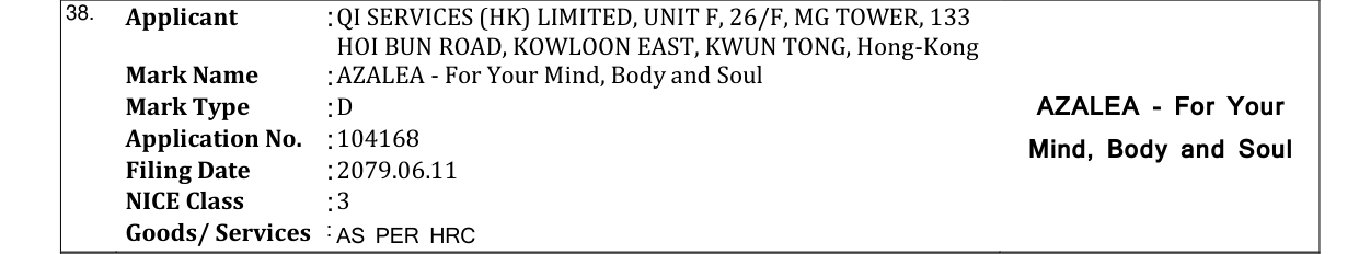 Original bulletin entry for AZALEA - For Your Mind, Body and Soul